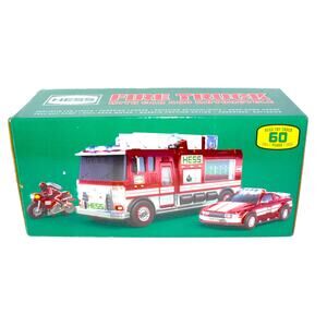 2024 Hess Fire Truck with Car & Motorcycle 60th Anniversary Set New in Open Box
